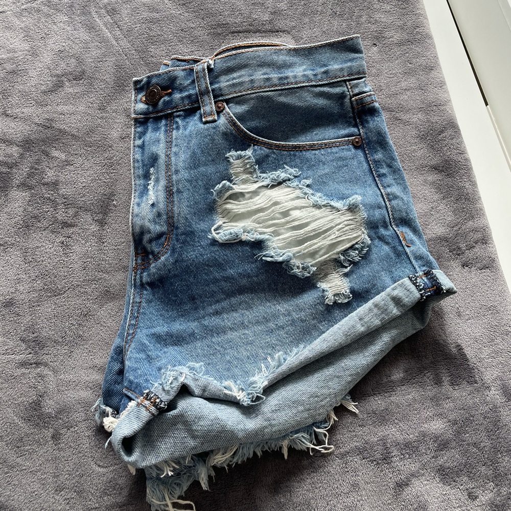 Distressed Denim Shorts